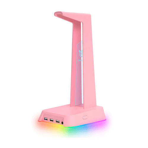 ONIKUMA RGB Gaming Headset Stand with 3 USB and 3.5mm AUX Ports ST2 pink